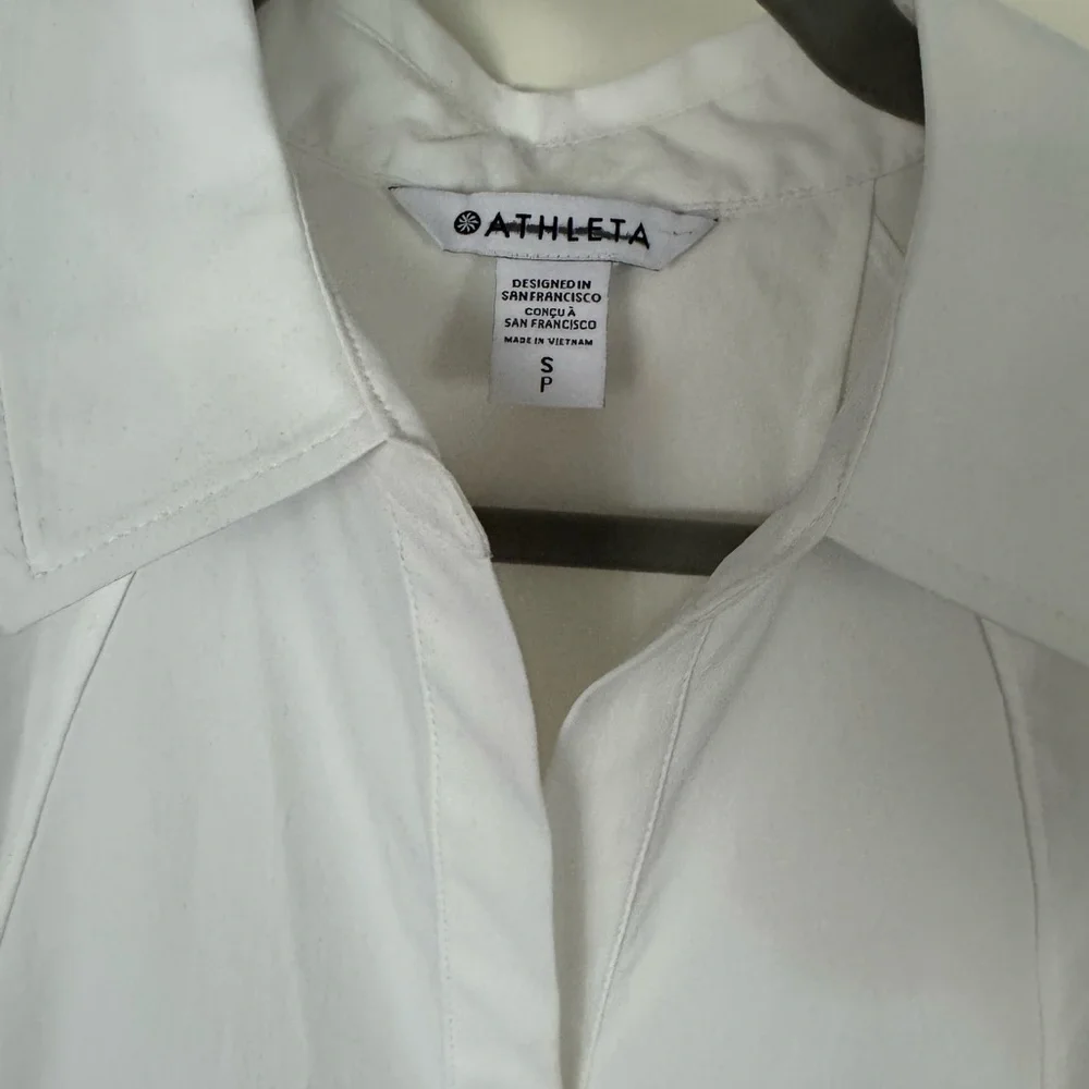 ATHLETA Performance Poplin Dress Small White #601542 Has Pockets - Picture 5 of 5